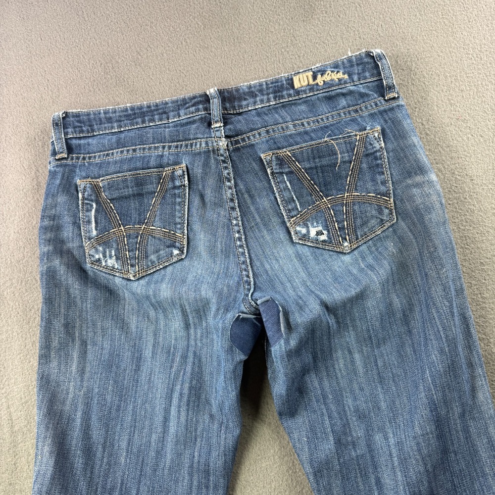 Kut from the Kloth Jeans Women 8 Kelsey Mid Rise Ankle Flare Distressed Patch - Picture 11 of 12